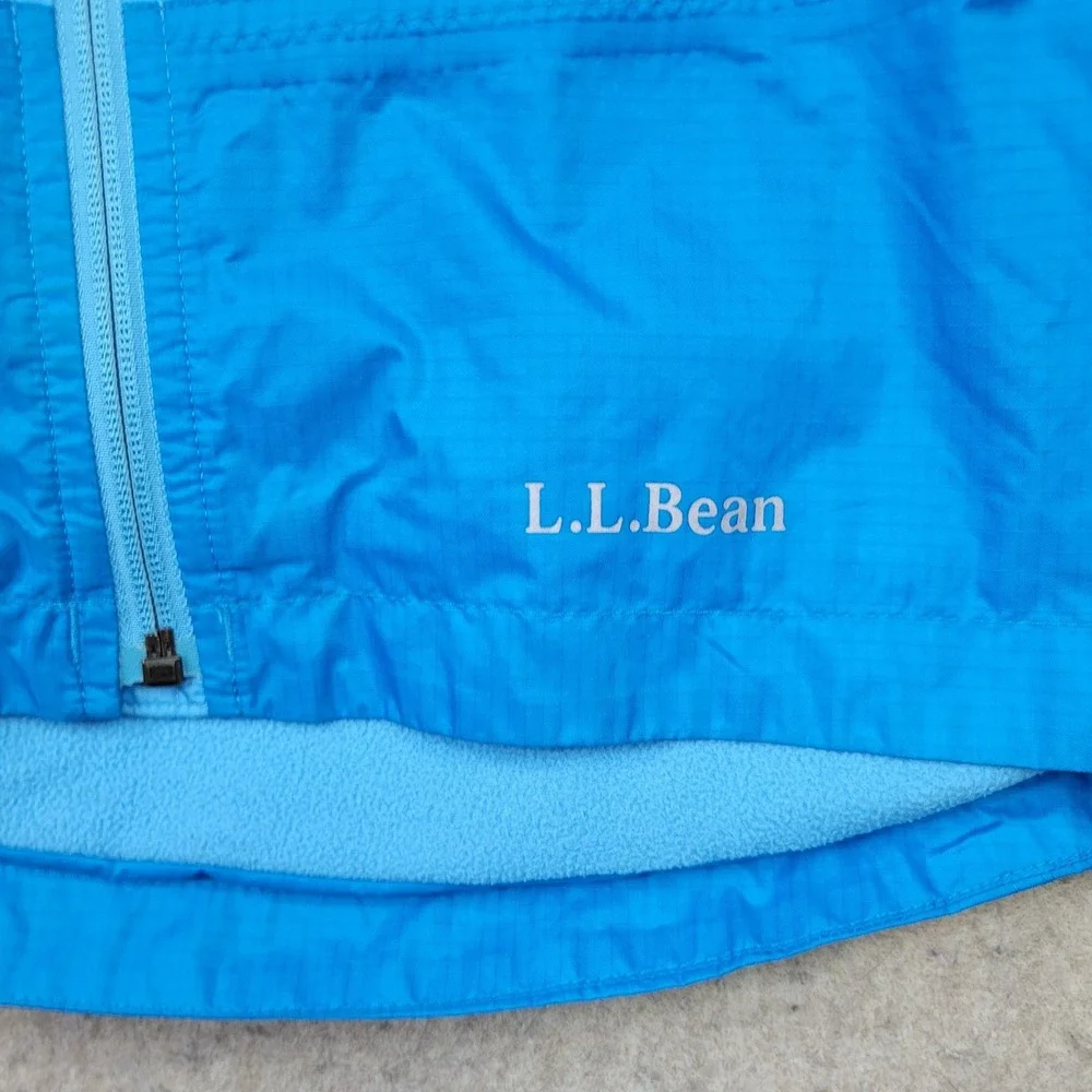 LL Bean Jacket Kids L‎ 14-16 Full Zip Hooded Raincoat Microfleece Lined 248055